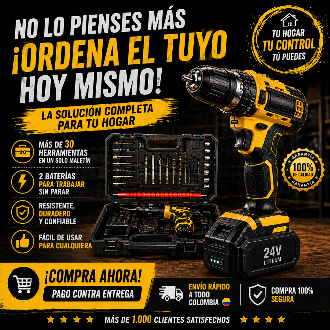 Ahorra dinero y resuelve todo en casa sin depender de nadie - Kit Taladro 34 Piezas