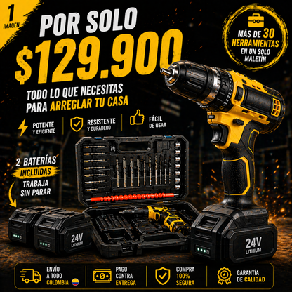 Ahorra dinero y resuelve todo en casa sin depender de nadie - Kit Taladro 34 Piezas