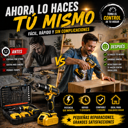 Ahorra dinero y resuelve todo en casa sin depender de nadie - Kit Taladro 34 Piezas
