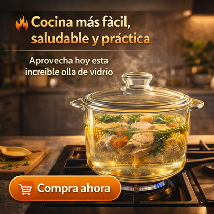 Diseñada para Cocinar de Forma Más Saludable - Olla De Vidrio 1.5 L