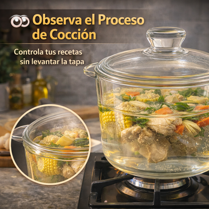 Diseñada para Cocinar de Forma Más Saludable - Olla De Vidrio 1.5 L