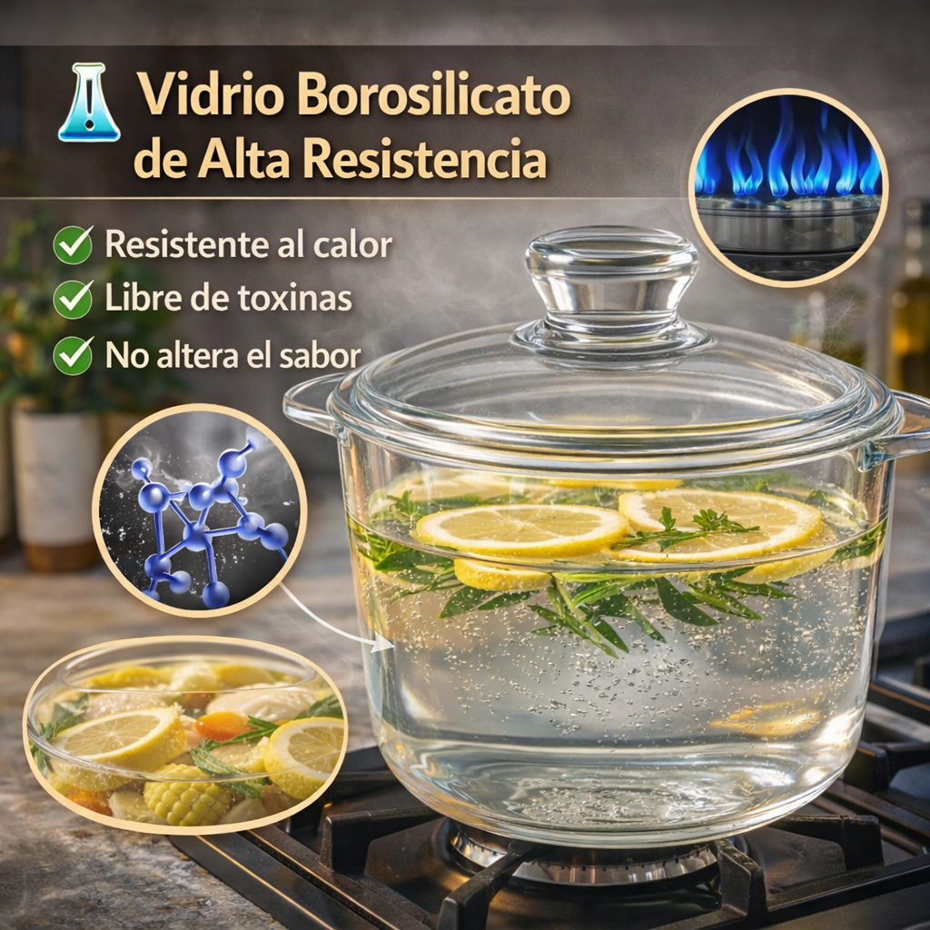 Diseñada para Cocinar de Forma Más Saludable - Olla De Vidrio 1.5 L