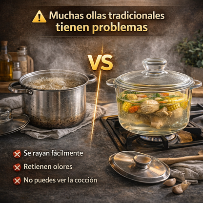 Diseñada para Cocinar de Forma Más Saludable - Olla De Vidrio 1.5 L