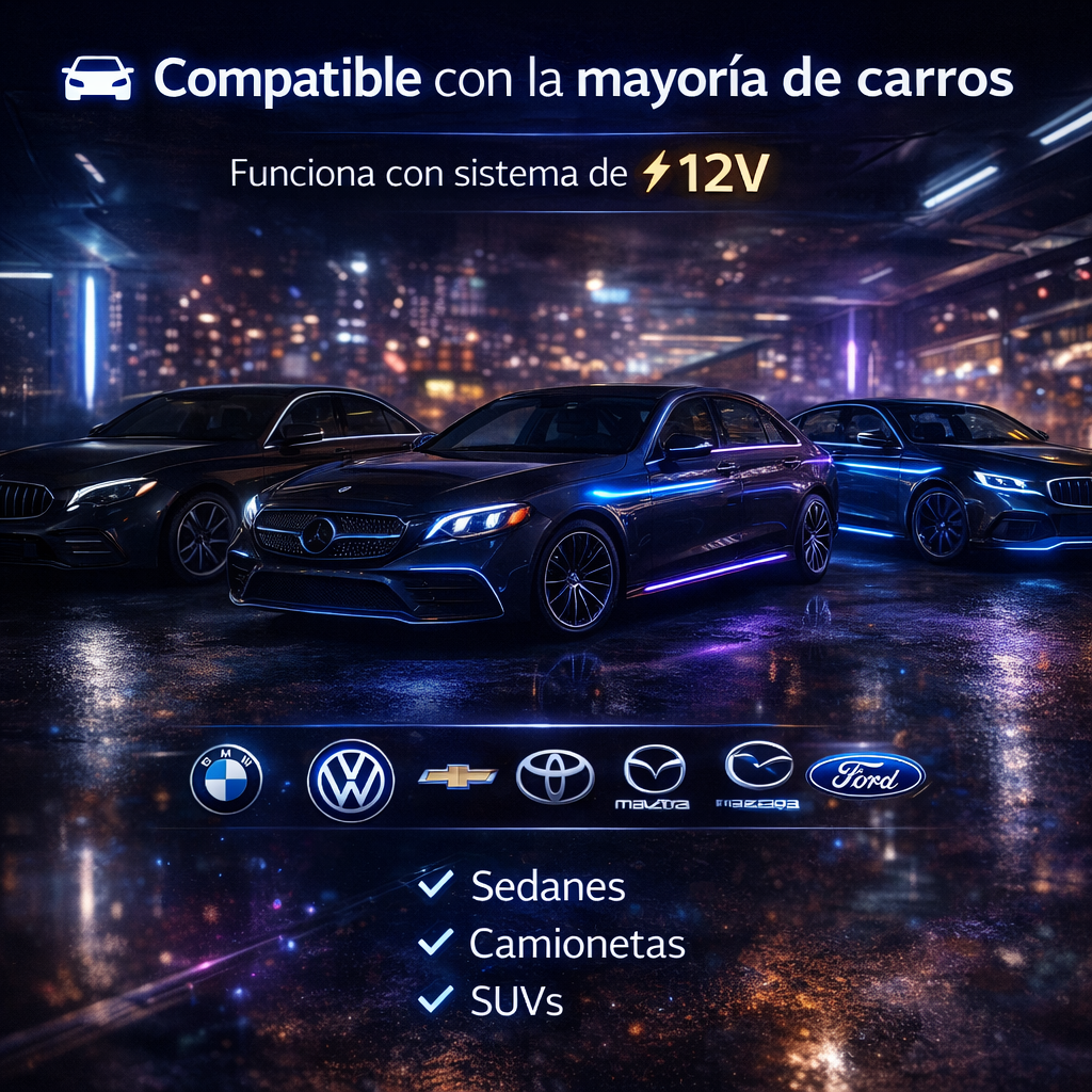 Transforma tu carro con luces de fibra LED ambientales