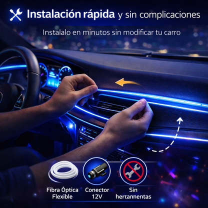 Transforma tu carro con luces de fibra LED ambientales
