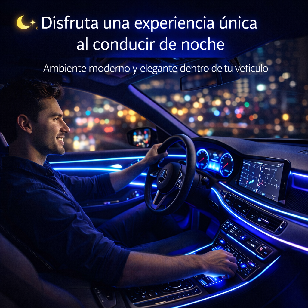 Transforma tu carro con luces de fibra LED ambientales