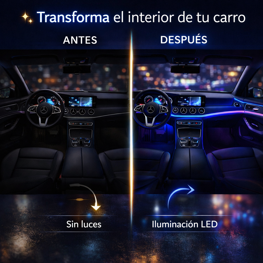 Transforma tu carro con luces de fibra LED ambientales