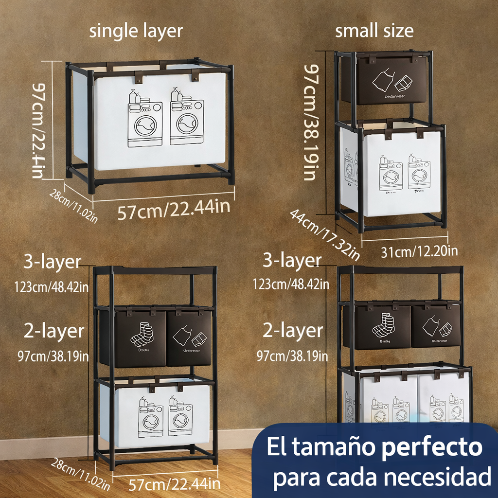 Ahorra tiempo en cada lavado con este organizador inteligente - Cesta 3 Niveles Ropa Sucia
