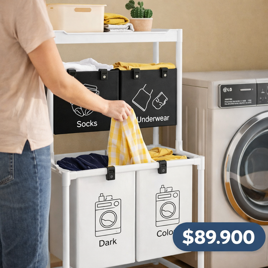 Ahorra tiempo en cada lavado con este organizador inteligente - Cesta 3 Niveles Ropa Sucia