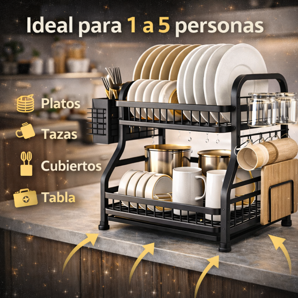Organiza el Doble, Ocupa la Mitad del Espacio - Escurridor De Platos