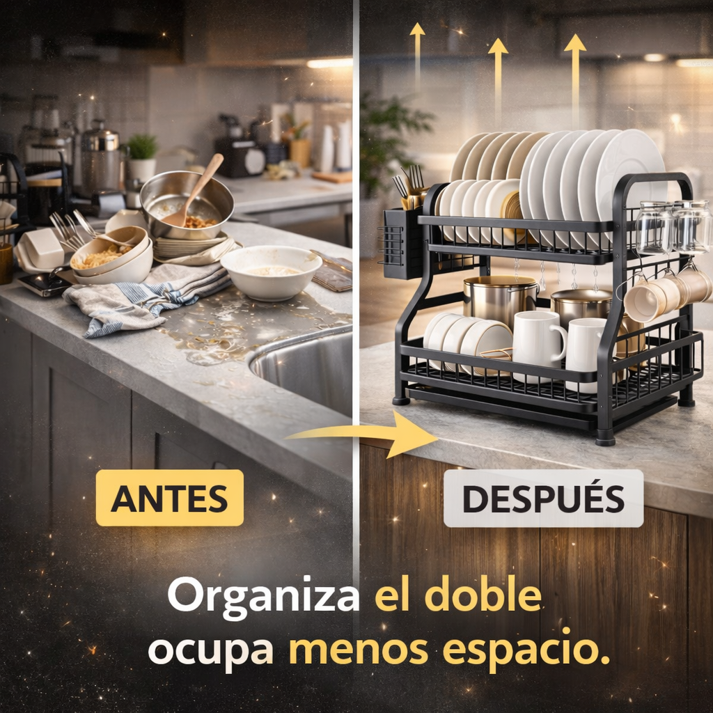 Organiza el Doble, Ocupa la Mitad del Espacio - Escurridor De Platos