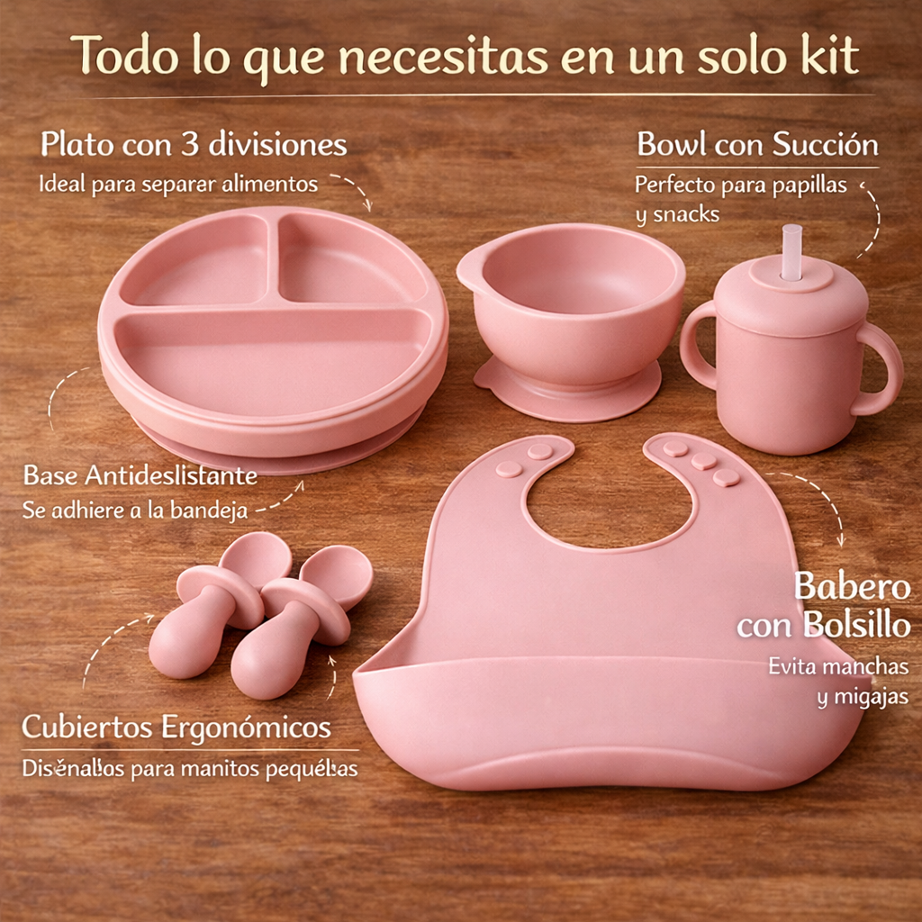 El Set Que Toda Mamá Moderna Necesita - Set Vajilla Para Bebe 7 Piezas