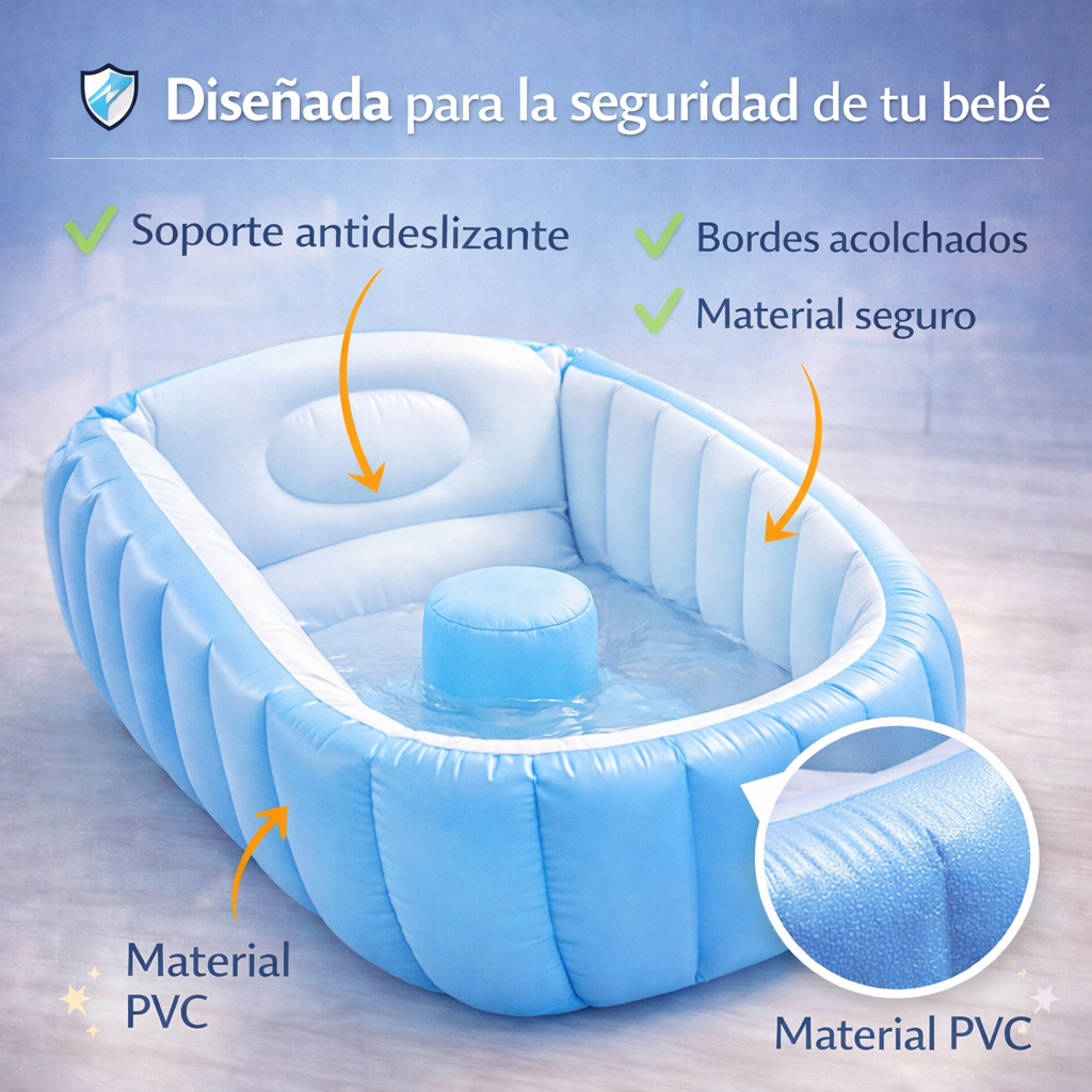 Transforma la hora del baño en un momento seguro y especial para tu bebé - Tina Inflable Para Bebe