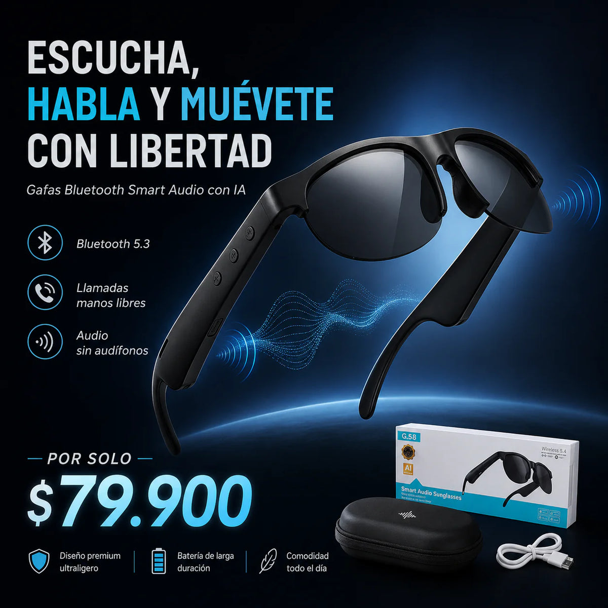 Gafas Bluetooth Smart Audio Con Ia